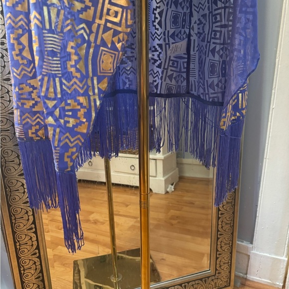 Vintage LuLaRoe Purple Gold Aztec Boho Kimono With Fringe - Picture 5 of 11